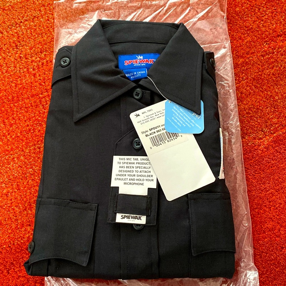 SPIEWAK MENS MICROFIBER SHORT SLEEVE DUTY SHIRT SPDU11 BLACK SIZE 34